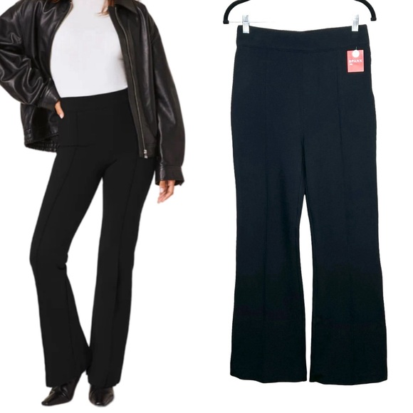 SPANX Hi-Rise Flare Pants Size Medium Tall NWT Black Ponte Knit Capsule Wardrobe - Picture 7 of 7